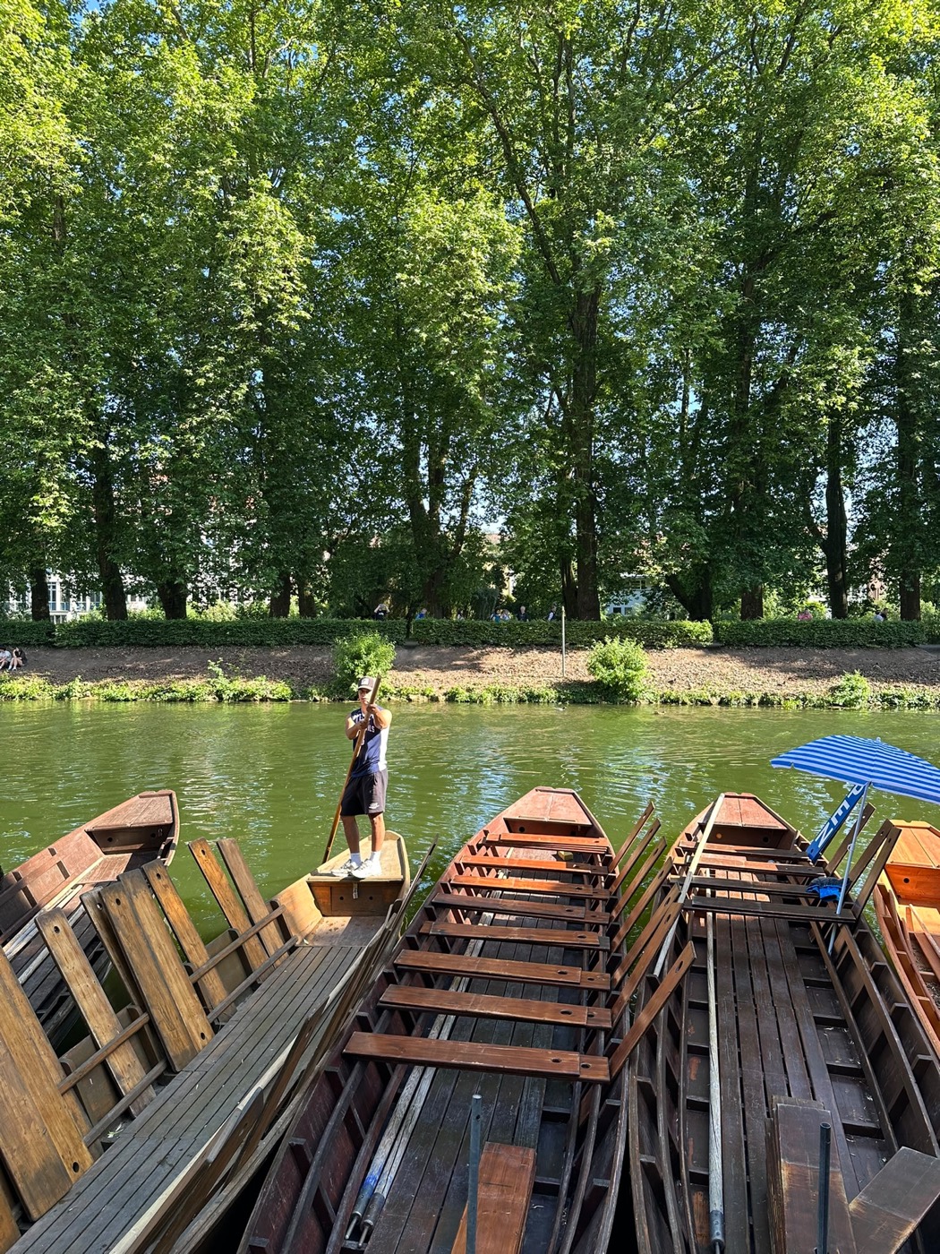 A relaxed group aboard a punt on the Neckar in Tübingen